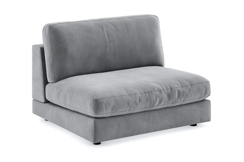 Arken 2-sits Mittmodul i Sammet 120 cm bred, Ljusgrå