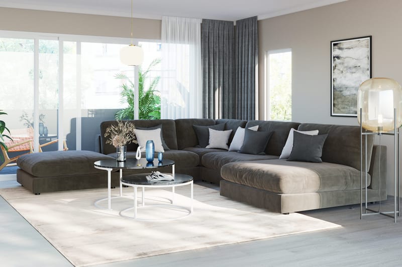 Arken 2-sits Mittmodul i Sammet 120 cm bred - Mörkgrå - Möbler - Vardagsrum - Soffor - Modulsoffor - Mittmodul