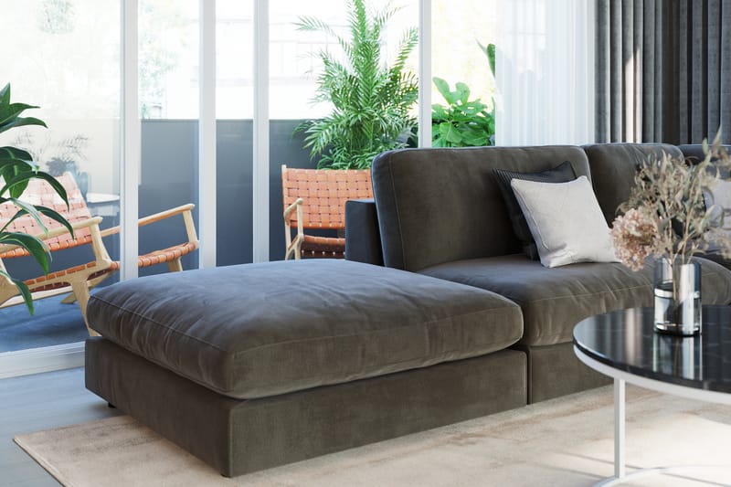 Arken 2-sits Mittmodul i Sammet 120 cm bred - Mörkgrå - Möbler - Vardagsrum - Soffor - Modulsoffor - Mittmodul