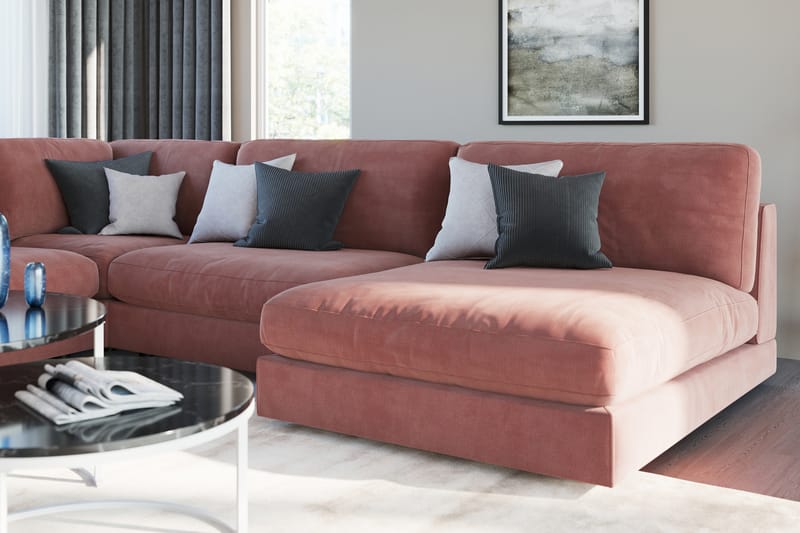 Arken 2-sits Mittmodul i Sammet 120 cm bred - Rosa - Möbler - Vardagsrum - Soffor - Modulsoffor - Mittmodul