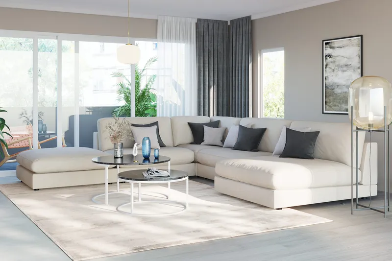 Arken 2-sits Mittmodul i Tyg 120 cm bred - Beige - Möbler - Vardagsrum - Soffor - Modulsoffor - Mittmodul