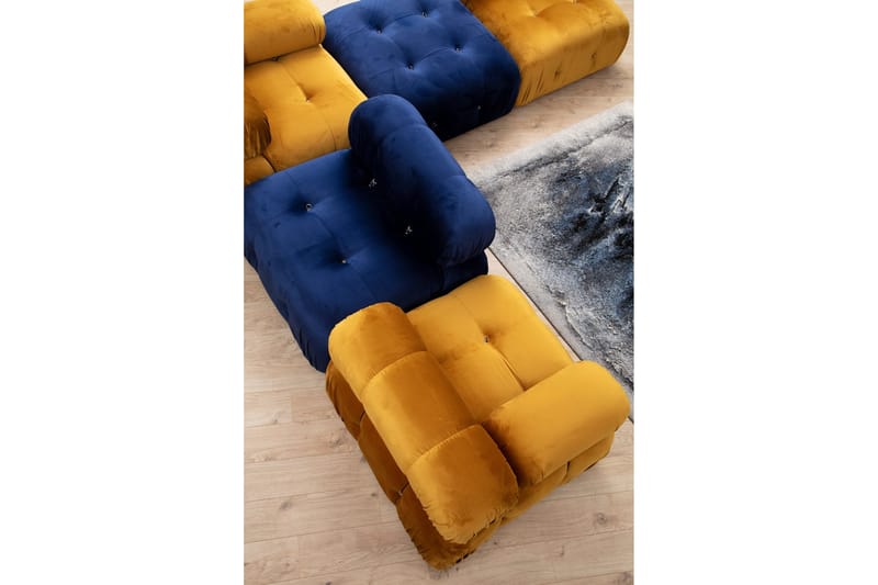 Belgin Mittmodul / Fåtölj 95 cm med fast ryggstöd och repdetaljer - Blå - Möbler - Vardagsrum - Soffor - Modulsoffor - Mittmodul