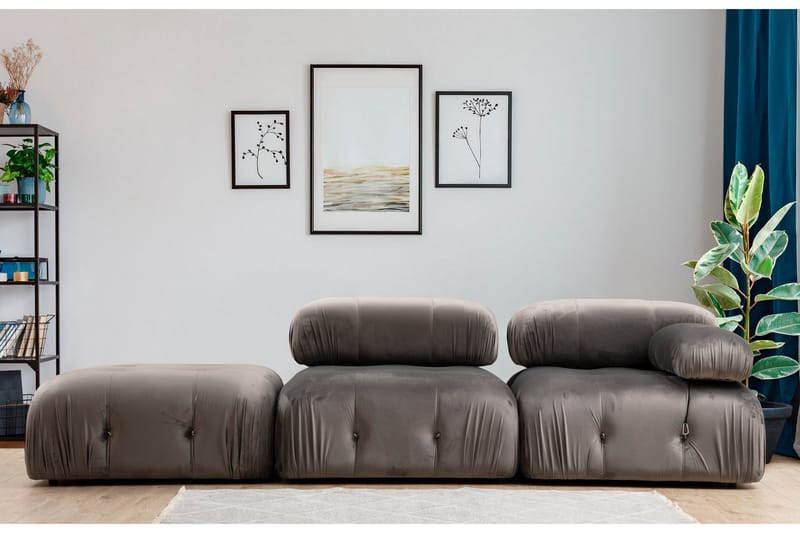 Belgin Mittmodul / Fåtölj 95 cm med fast ryggstöd och repdetaljer - Grå - Möbler - Vardagsrum - Soffor - Modulsoffor - Mittmodul