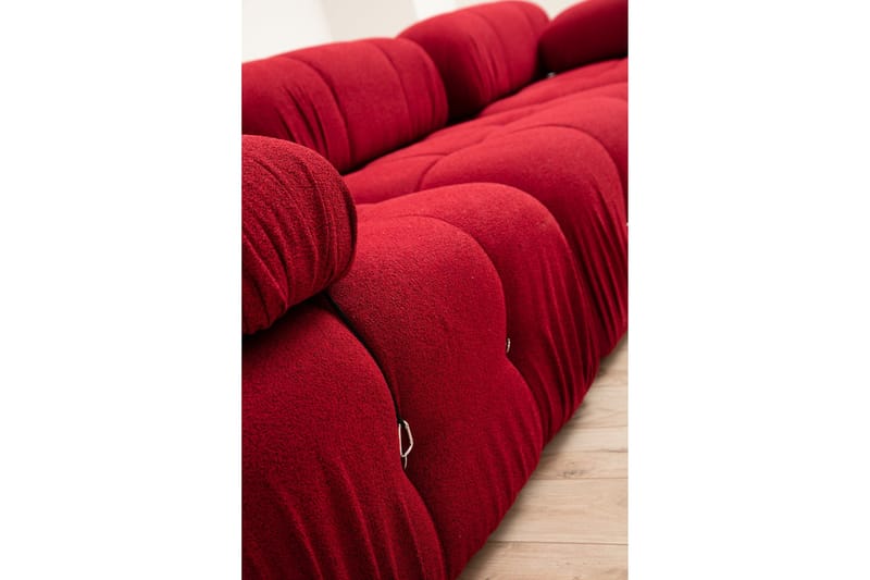 Belgin Mittmodul / Fåtölj 95 cm med fast ryggstöd och repdetaljer - Röd - Möbler - Vardagsrum - Soffor - Modulsoffor - Mittmodul