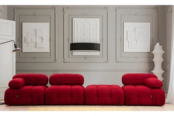 Belgin Mittmodul / Fåtölj 95 cm med fast ryggstöd och repdetaljer - Röd - Möbler - Vardagsrum - Soffor - Modulsoffor - Mittmodul