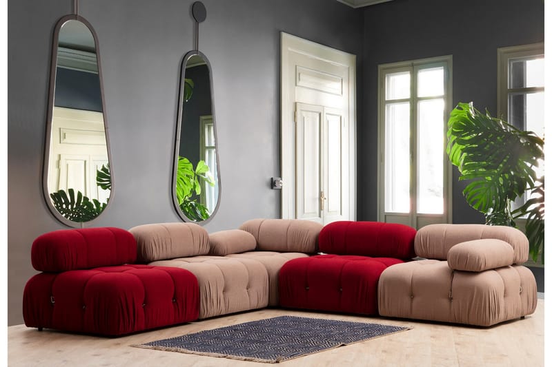 Belgin Mittmodul / Fåtölj 95 cm med fast ryggstöd och repdetaljer - Möbler - Vardagsrum - Soffor - Modulsoffor - Mittmodul