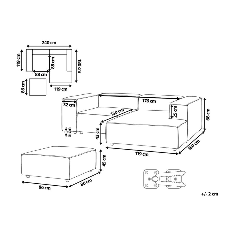 Modulär soffa met fotpall Ardal - Möbler - Vardagsrum - Soffor - Modulsoffor - Komplett modulsoffa