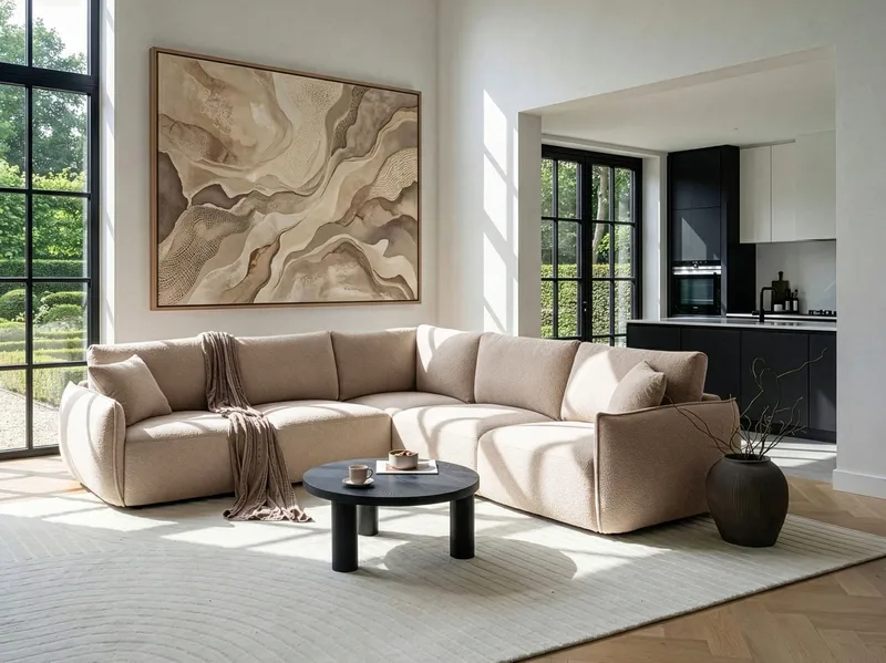 Modulsoffa 5-sits Mesnali Vänstervänd - Beige - Möbler - Vardagsrum - Soffor - Modulsoffor - Komplett modulsoffa