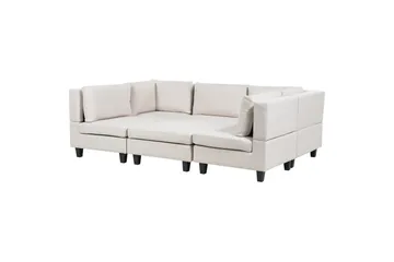 Modulsoffa med fotpall Unstad Beige/svart, Symmetrisk - Beige/svart, Symmetrisk - Möbler - Vardagsrum - Soffor - Modulsoffor - Komplett modulsoffa