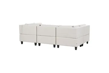 Modulsoffa med fotpall Unstad Beige/svart, Symmetrisk - Beige/svart, Symmetrisk - Möbler - Vardagsrum - Soffor - Modulsoffor - Komplett modulsoffa