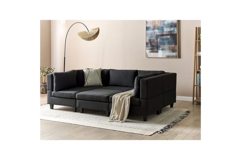Modulsoffa med fotpall Unstad Svart, Symmetrisk - Svart, Symmetrisk - Möbler - Vardagsrum - Soffor - Modulsoffor - Komplett modulsoffa