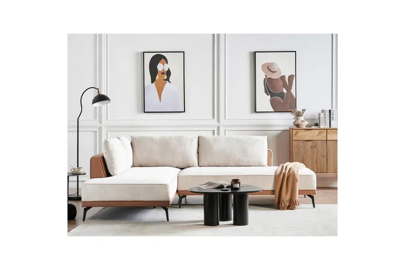 Modulsoffa Myken Beige/brun/svart, Högervänd - Beige/brun/svart, Högervänd - Möbler - Vardagsrum - Soffor - Modulsoffor - Komplett modulsoffa