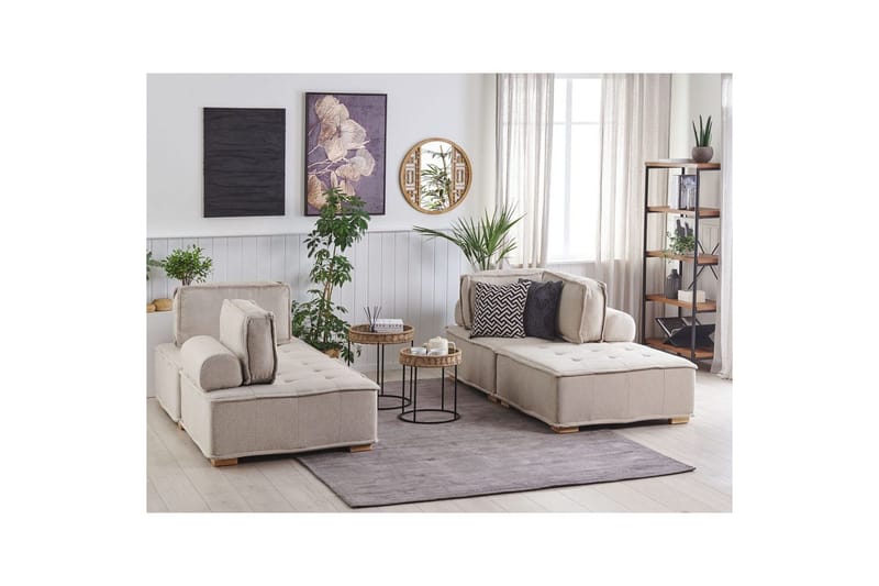Modulsoffa Tibro Beige/ljust trä - Beige/ljust trä - Möbler - Vardagsrum - Soffor - Modulsoffor - Komplett modulsoffa