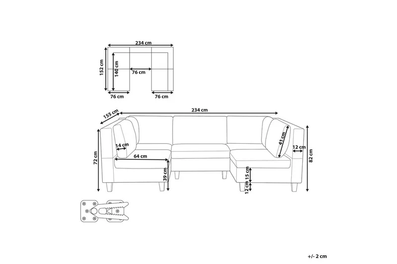 Modulsoffa Unstad Beige/svart - Beige/svart - Möbler - Vardagsrum - Soffor - Modulsoffor - Komplett modulsoffa