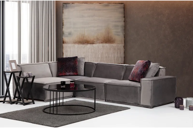 Nightcap Soffa m. Divan 4-sits - Grå - Möbler - Vardagsrum - Soffor - Modulsoffor - Komplett modulsoffa