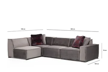 Nightcap Soffa m. Divan 4-sits - Grå - Möbler - Vardagsrum - Soffor - Modulsoffor - Komplett modulsoffa