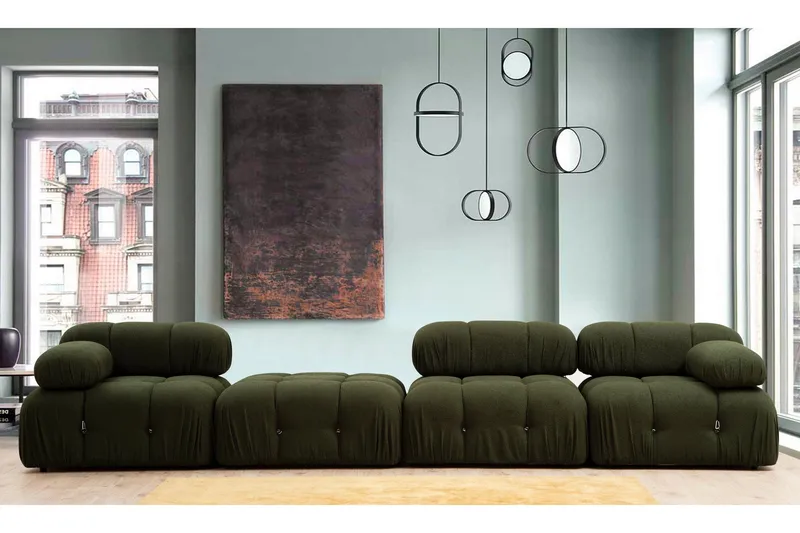 Belgin Fotpallsmodul 95 cm Med Hake - Grön - Möbler - Vardagsrum - Soffor - Modulsoffor - Övriga moduler till modulsoffa