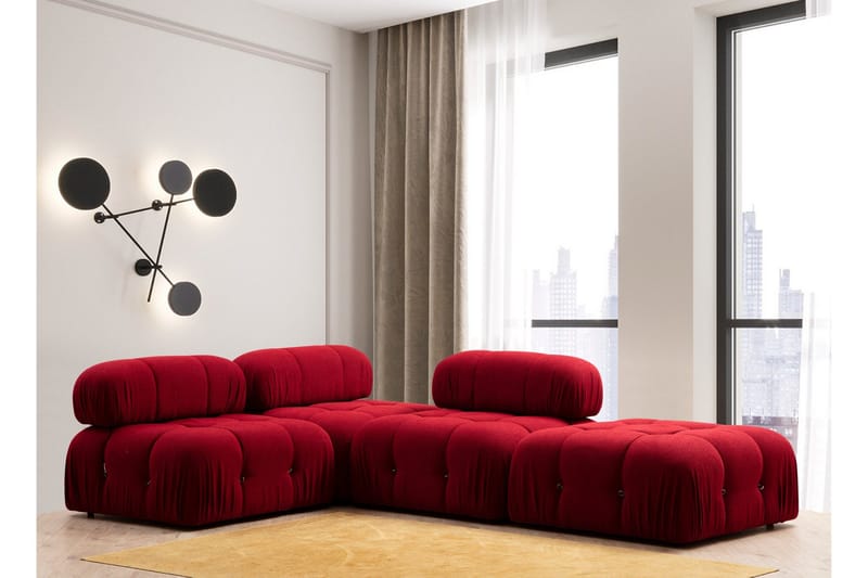 Belgin Fotpallsmodul 95 cm Med Hake - Röd - Möbler - Vardagsrum - Soffor - Modulsoffor - Övriga moduler till modulsoffa