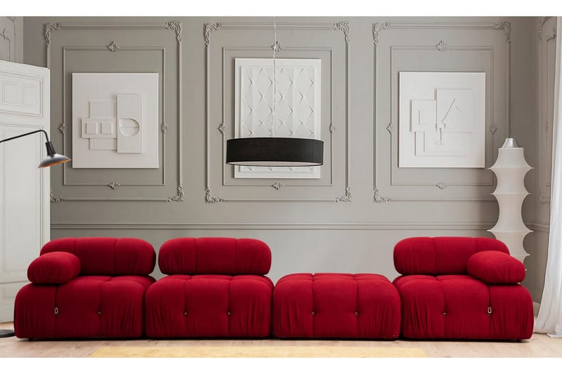 Belgin Fotpallsmodul 95 cm Med Hake - Röd - Möbler - Vardagsrum - Soffor - Modulsoffor - Övriga moduler till modulsoffa