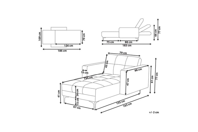 Schäslong Alnes Vit/Svart - Vit/Svart - Möbler - Vardagsrum - Fåtöljer - Schäslongfåtöljer & divanfåtöljer