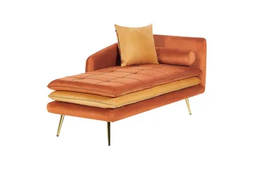 Schäslong Gonesse Orange, guld - Orange, guld - Möbler - Vardagsrum - Soffor - Modulsoffor - Hörnmodul