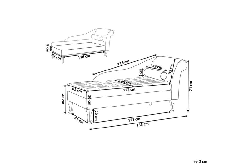 Schäslong Pessac Ljusgrå, svart, Högervänd - Ljusgrå, svart, Högervänd - Möbler - Vardagsrum - Soffor - Modulsoffor - Hörnmodul