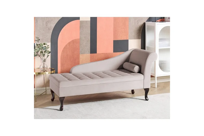 Schäslong Pessac Ljusbeige, svart, Högervänd - Ljusbeige, svart, Högervänd - Möbler - Vardagsrum - Soffor - Modulsoffor - Hörnmodul