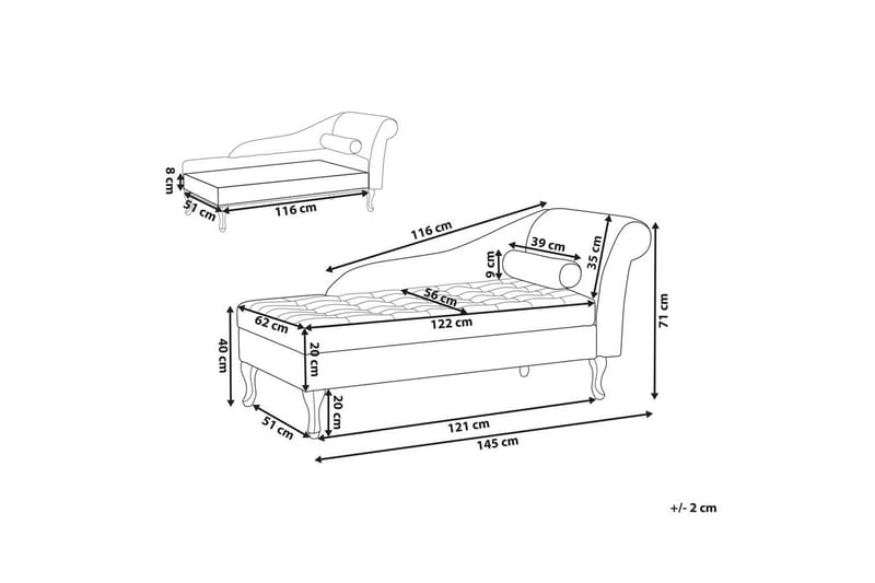 Schäslong Pessac Blå, Svart, Högervänd - Turkos - Möbler - Vardagsrum - Soffor - Modulsoffor - Hörnmodul