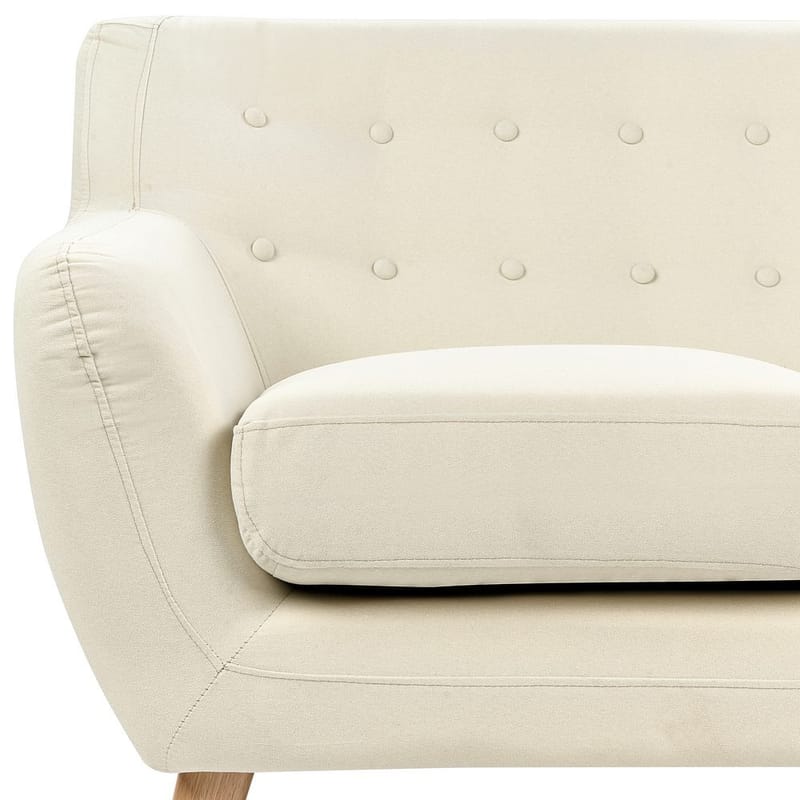 Motala 3-sits Tuftad Soffa i Tyg med Träben - Offwhite - Möbler - Vardagsrum - Soffor - 3-sits soffor