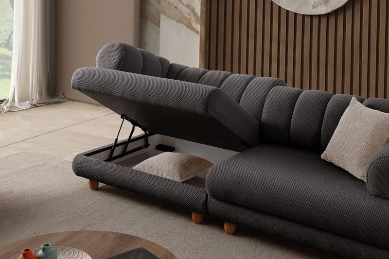 Munemori 3-sits Soffa 240x80x95 cm - Antracitgrå - Möbler - Vardagsrum - Soffor - 3-sits soffor