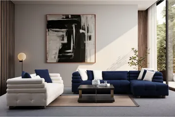 Namarta 4-sits Soffa med Divan - Mörkblå - Möbler - Vardagsrum - Soffor - Divansoffa & schäslong