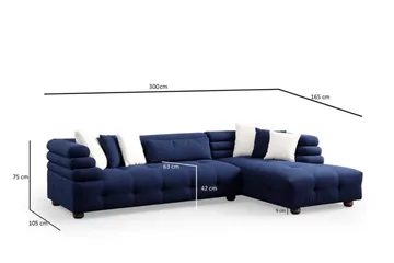 Namarta 4-sits Soffa med Divan - Mörkblå - Möbler - Vardagsrum - Soffor - Divansoffa & schäslong