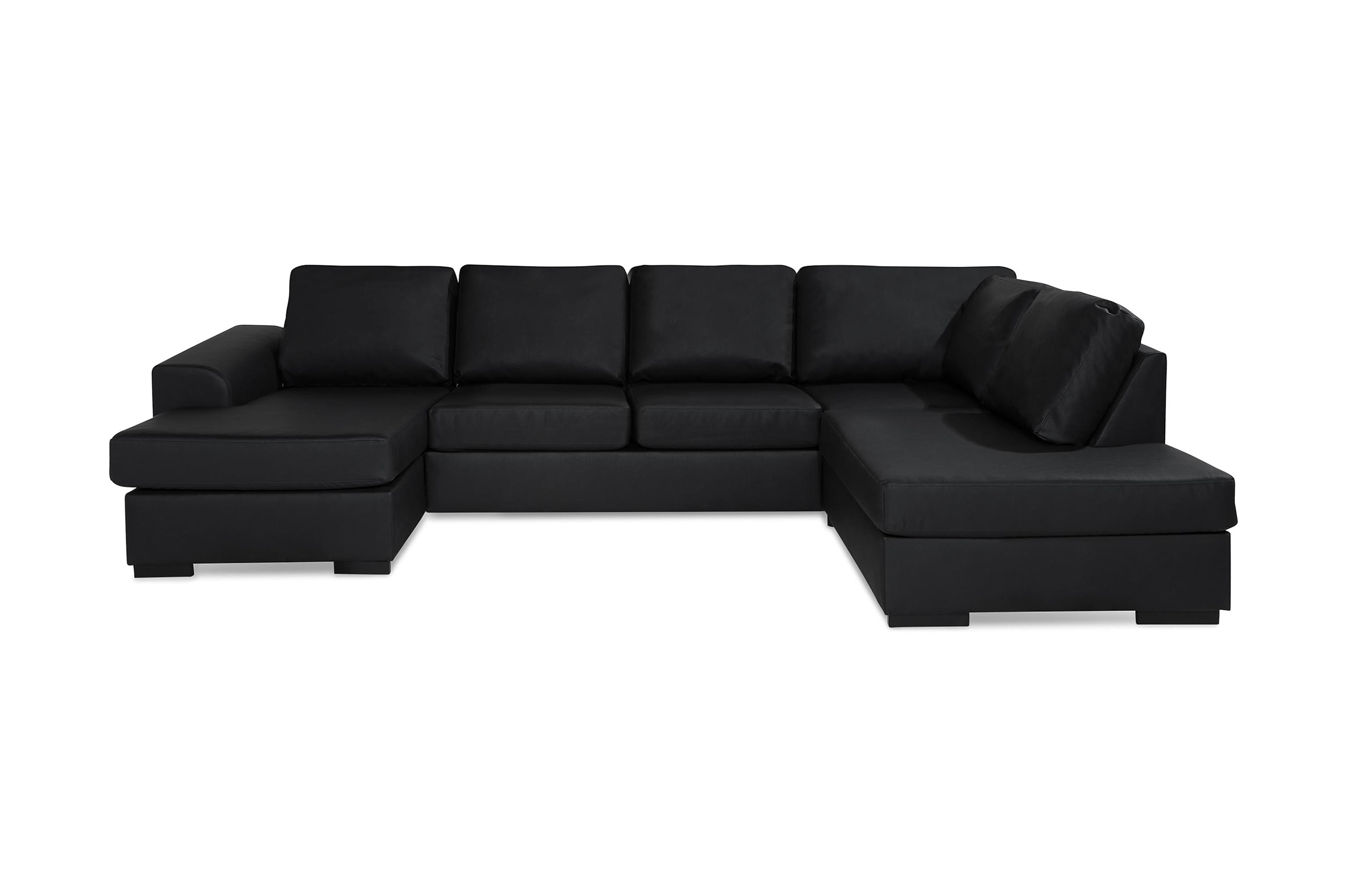 NASHVILLE U-soffa Large med Divan Vänster Konstläder Svart –