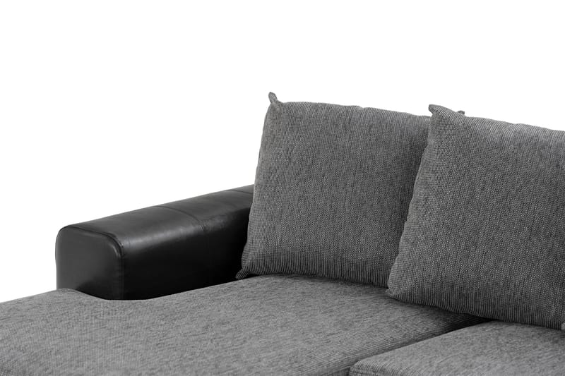 NASHVILLE U-soffa med Divan Vänster Svart/Grå - Skinnsoffor - U-soffor