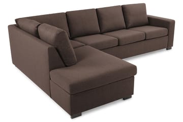 NEW YORK 3-sits Soffa med Schäslong Vänster Brun