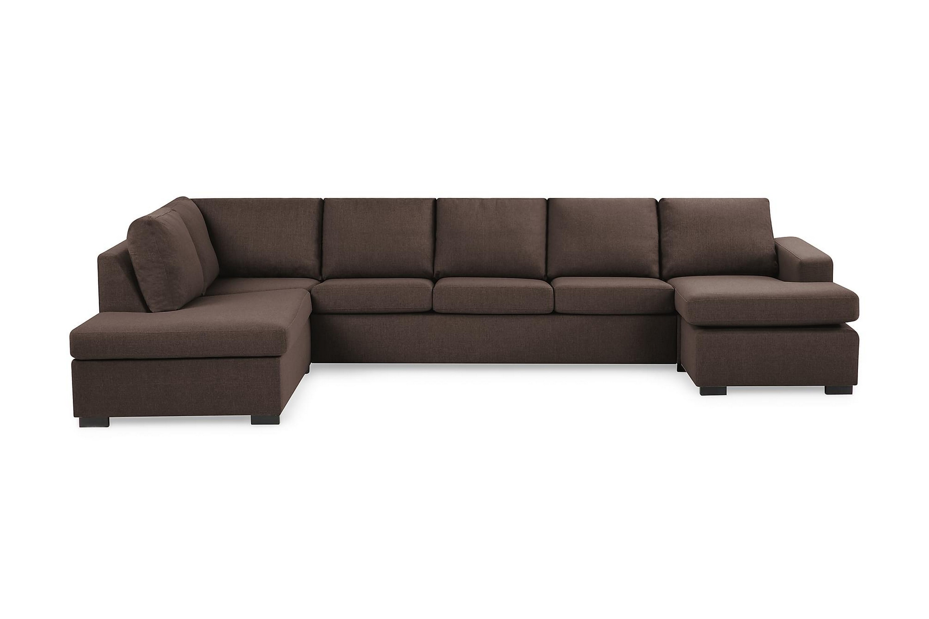 NEW YORK U-soffa XL Divan Höger Brun –