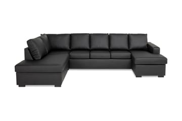 NEW YORK U-soffa XL Divan Höger Svart Konstläder
