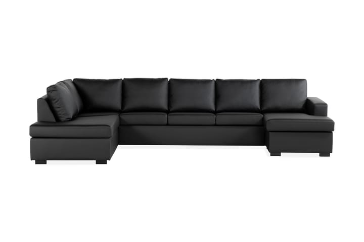 NEW YORK U-soffa XL Divan Höger Svart Konstläder - Skinnsoffor - U-soffor