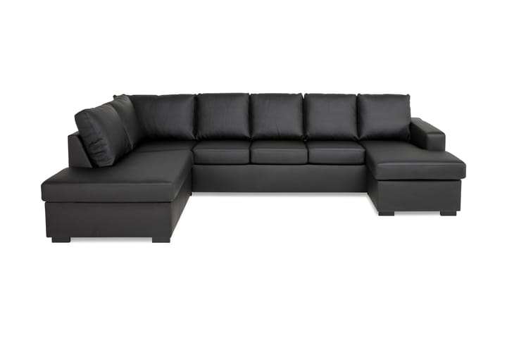 NEW YORK U-soffa XL Divan Höger Svart Konstläder - Skinnsoffor - U-soffor
