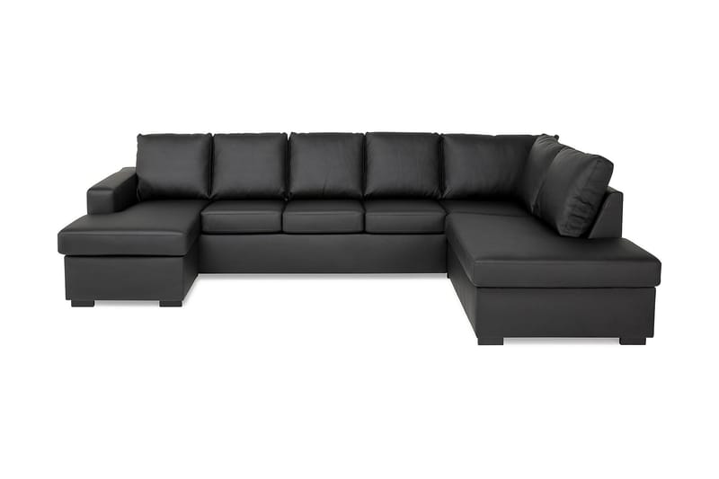NEW YORK U-soffa XL Divan Vänster Svart Konstläder - U-soffor