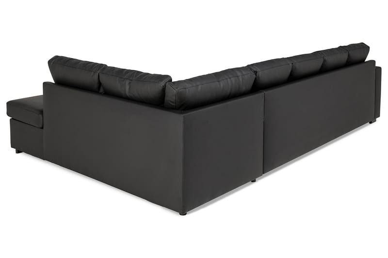 NEW YORK U-soffa XL Divan Vänster Svart Konstläder - U-soffor