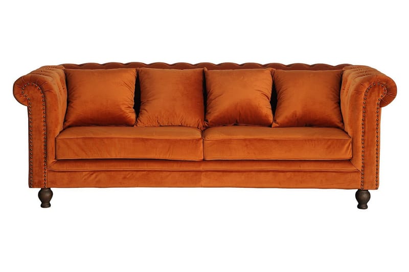 NICOLE Sammetssoffa 3-sits Orange - 3-sits soffor - chesterfield soffor - Sammetssoffor