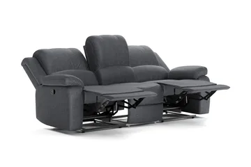 Norbo Reclinersoffa - Fällbar soffa 3-sits - Biosoffa i Tyg - Mörkgrå - Möbler - Vardagsrum - Soffor - Reclinersoffor & Biosoffor