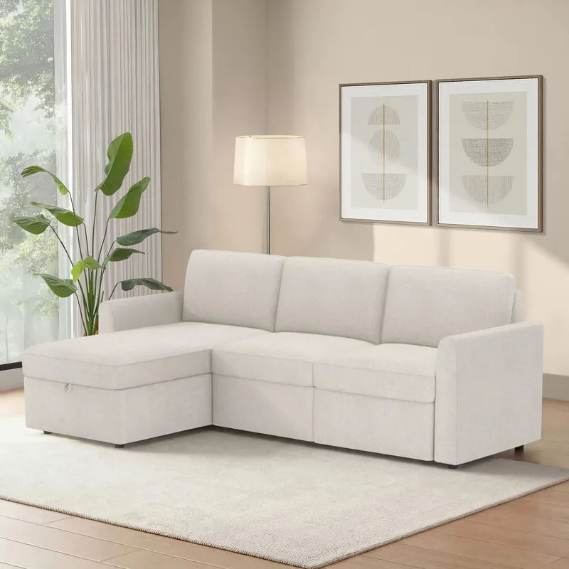 Nordhus 3-sits Soffa med vändbar divan och förvaring - Creme - Möbler - Vardagsrum - Soffor - Hörnsoffor