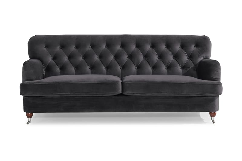 NOTTING HILL 3-sits Soffa Sammet Mörkgrå - 3-sits soffor - Sammetssoffor - Howardsoffor