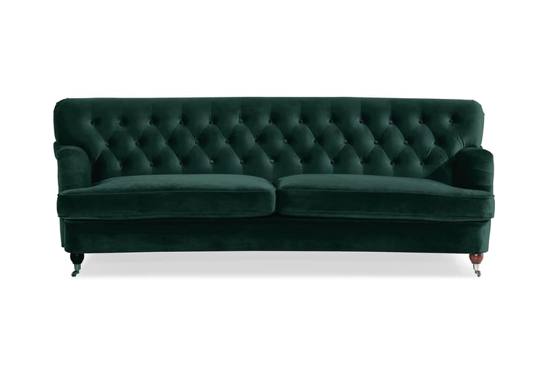 NOTTING HILL Svängd 3-sits Soffa Sammet Mörkgrön - 3-sits soffor - Sammetssoffor - Howardsoffor