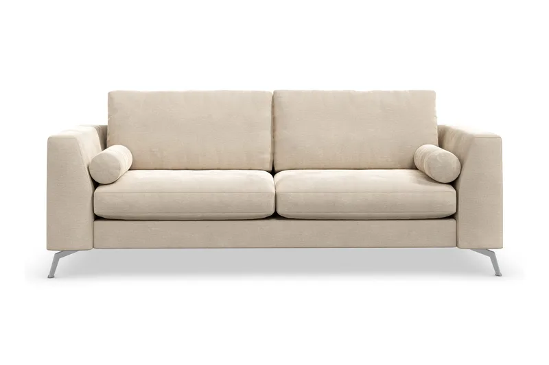 Ocean Lyx 2-sits Soffa med Nackrullar 223 cm i Tyg, Beige