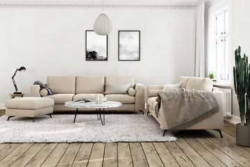 Ocean Lyx 2-sits Soffa med Nackrullar 223 cm i Tyg - Beige - Möbler - Vardagsrum - Soffor - 2-sits soffor