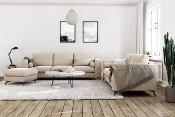 Ocean Lyx 3-sits Sammetssoffa med Nackrullar - Beige - Möbler - Vardagsrum - Soffor - Sammetssoffor