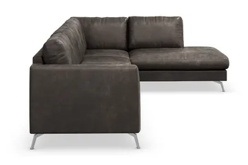 Ocean Lyx 4-sits Högervänd L-formad Schäslongsoffa i Konstläder - Mörkgrå - Möbler - Vardagsrum - Soffor - Skinnsoffor